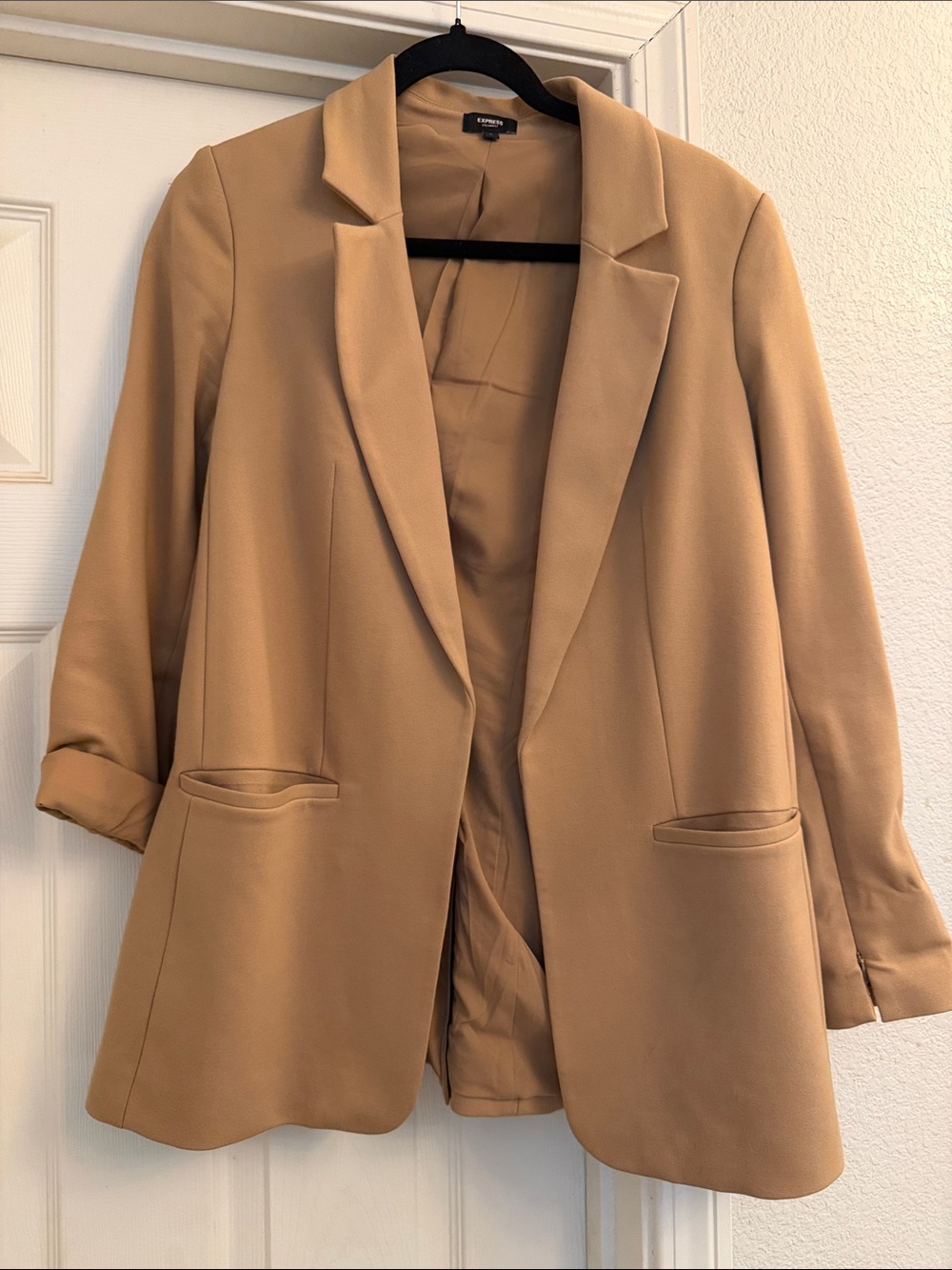 Express columnist Women's Camel Blazer Jacket - Classic Tailored Coat